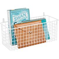 mDesign Estante de pared de metal – Estantería de rejilla mediana para pasillo- dormitorio- etc. – Organizador de cartas…